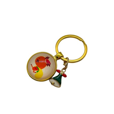 keychain goldplated little deer and metalic bell1